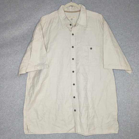 Territory Ahead Mens XXL Tall Shirt Beige Geometric Short Sleeve Button Down - Picture 1 of 7